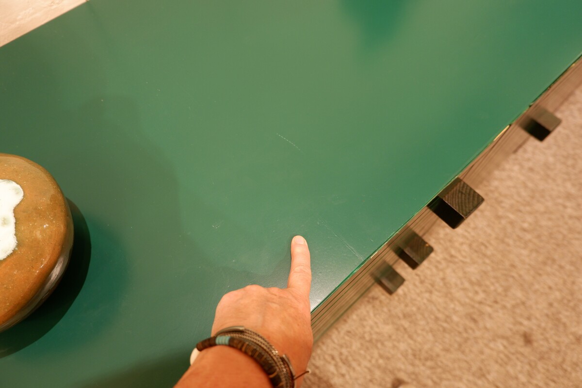 Mid Century Modern long graphic Sideboard in Green stained wood - Italy