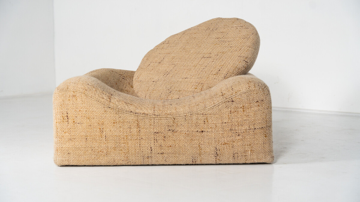 Mid-Century Modern Low Armchair, Orignal Upholstery, 1960s