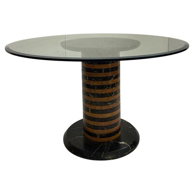 Mid-Century Modern Marble and Glass Dining Table