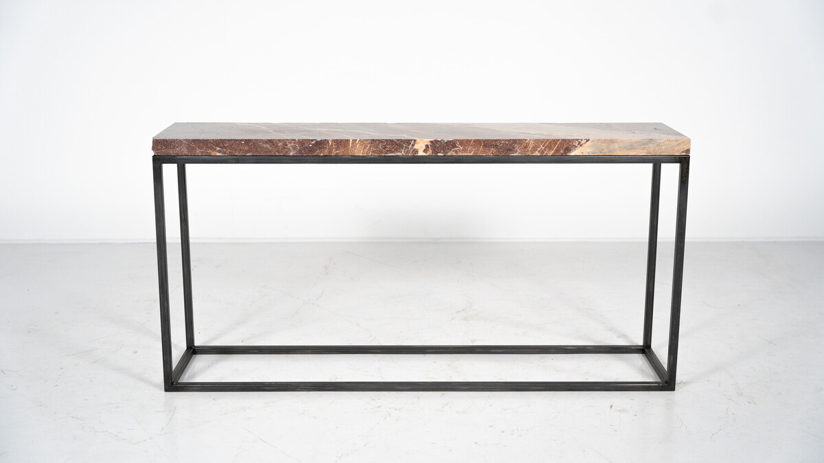 Mid-Century Modern Marble and Iron Console