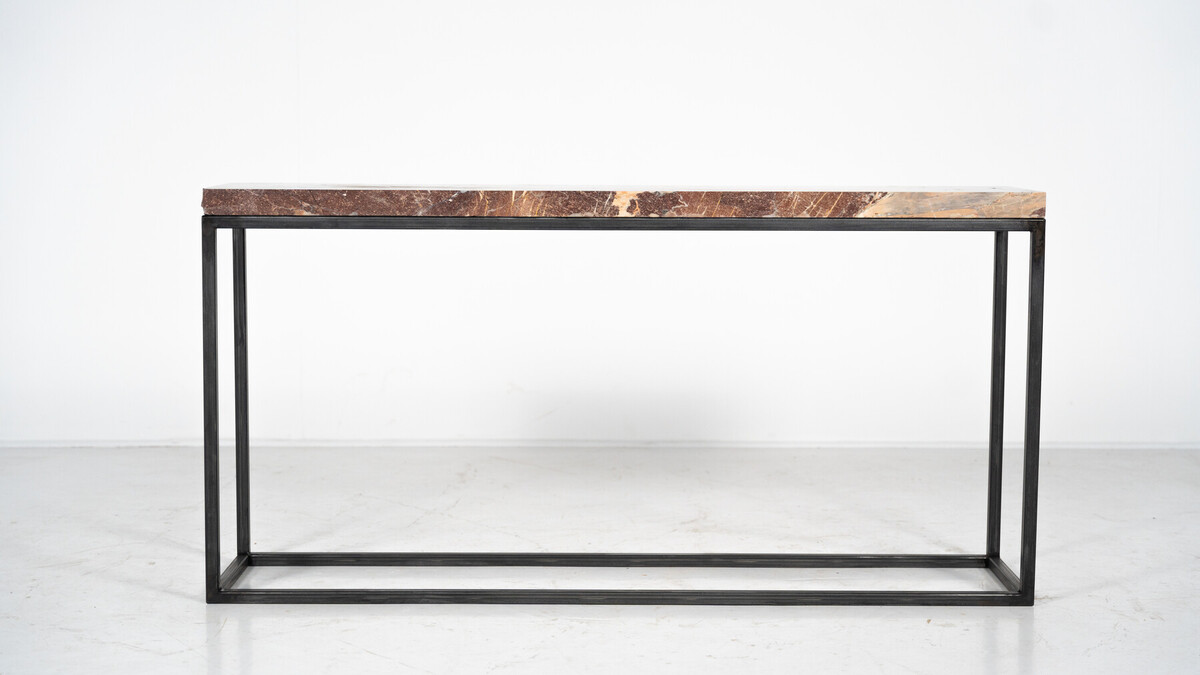 Mid-Century Modern Marble and Iron Console