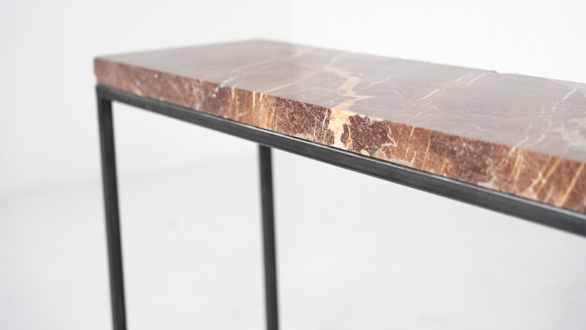 Mid-Century Modern Marble and Iron Console