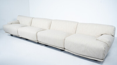 Mid-Century Modern Modular Fiandra Sofa 4-Seater by Vico Magistretti, Cassina, Italy,1970s - New upholstery