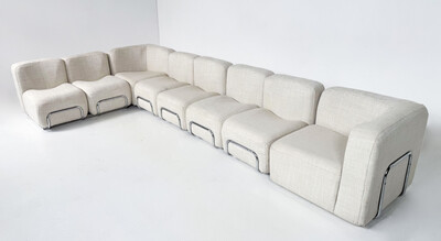 Mid-Century Modern Modular Sofa, Fabric and Chrome, 1970s - New Upholstery