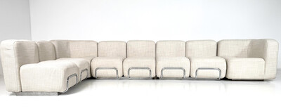 Mid-Century Modern Modular Sofa, Fabric and Chrome, 1970s - New Upholstery
