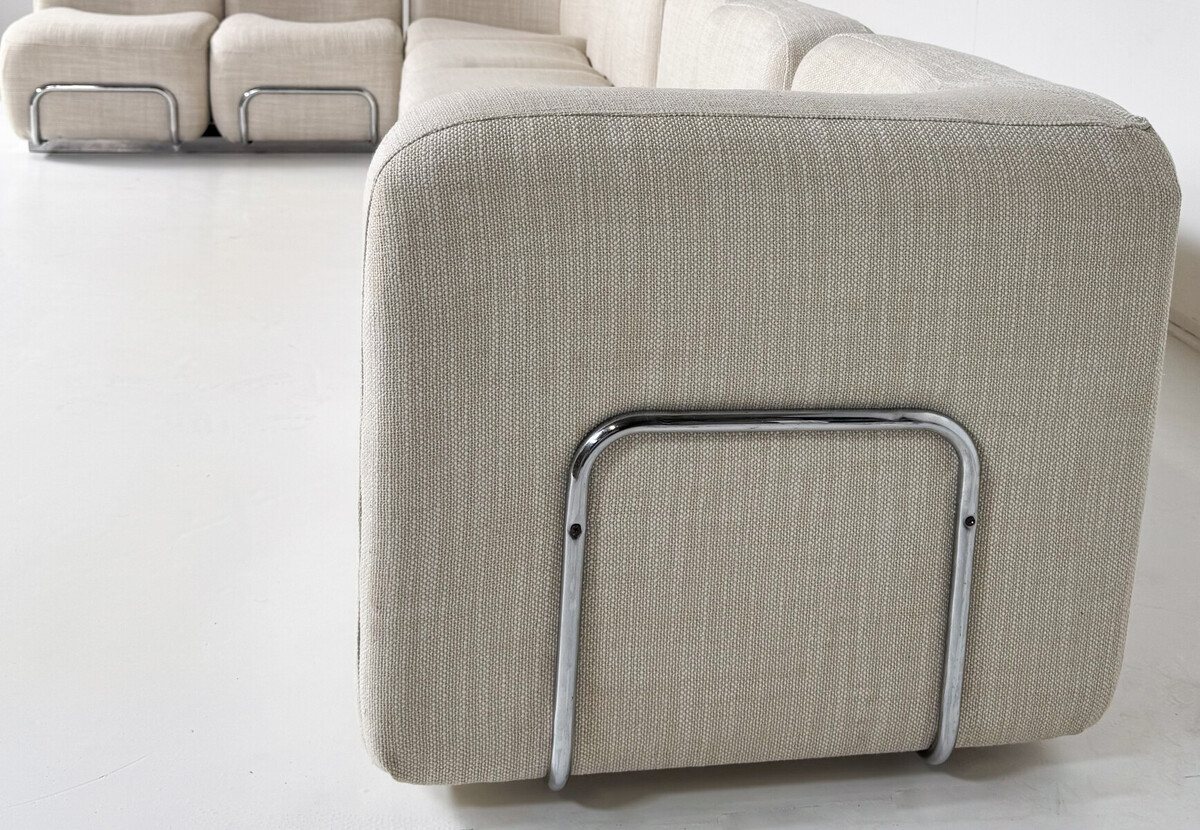 Mid-Century Modern Modular Sofa, Fabric and Chrome, 1970s - New Upholstery