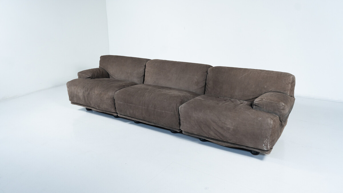 Mid-Century Modern Modular Three-Seater Fiandra Sofa by Vico Magistretti, Cassina, Italy,1970 -Original Fabric