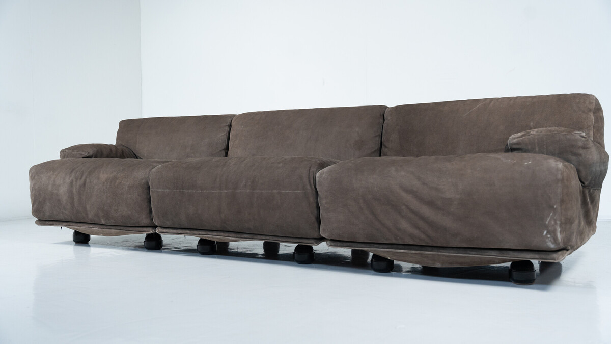 Mid-Century Modern Modular Three-Seater Fiandra Sofa by Vico Magistretti, Cassina, Italy,1970 -Original Fabric
