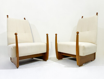 Mid-Century Modern Pair of Hungarian Armchairs, 1960s- New Upholstery