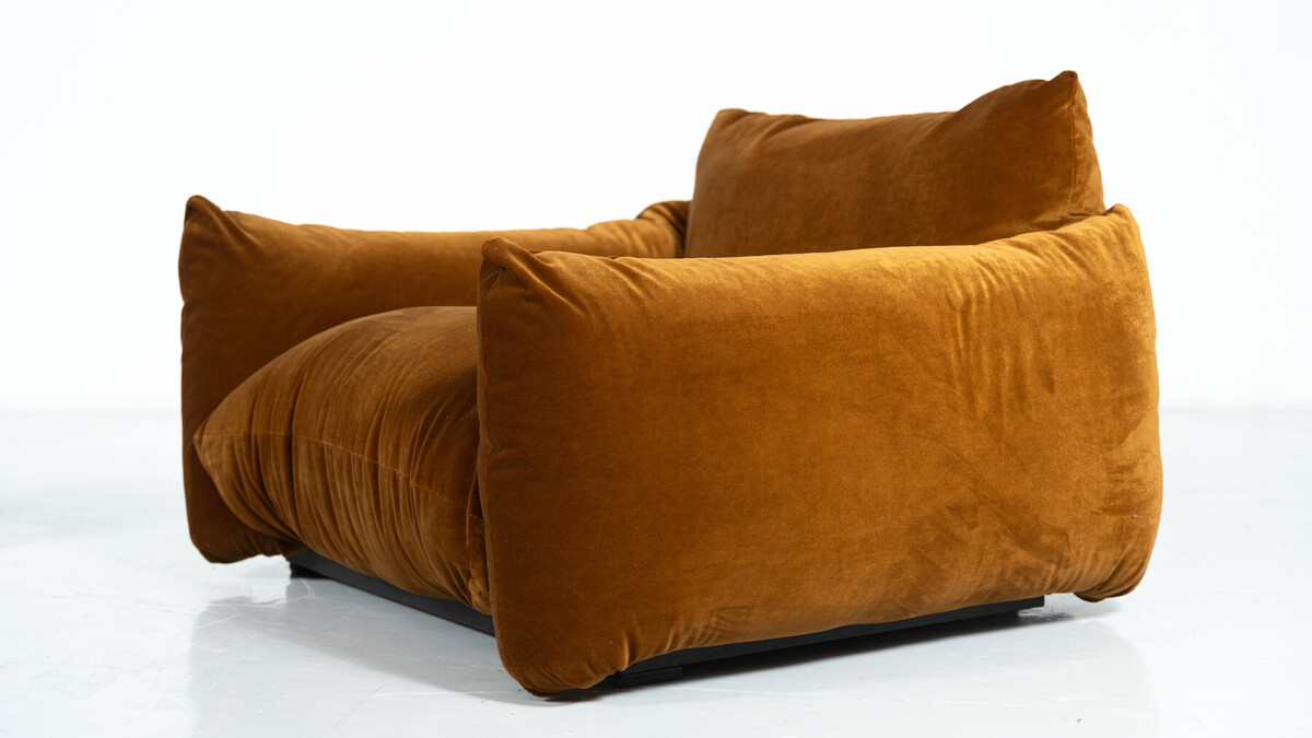 Mid-Century Modern Pair of Marenco Armchairs by Mario Marenco- New Velvet Upholstery