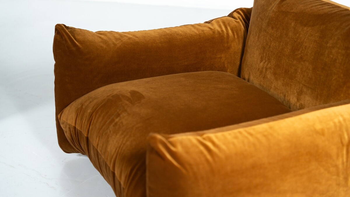 Mid-Century Modern Pair of Marenco Armchairs by Mario Marenco- New Velvet Upholstery