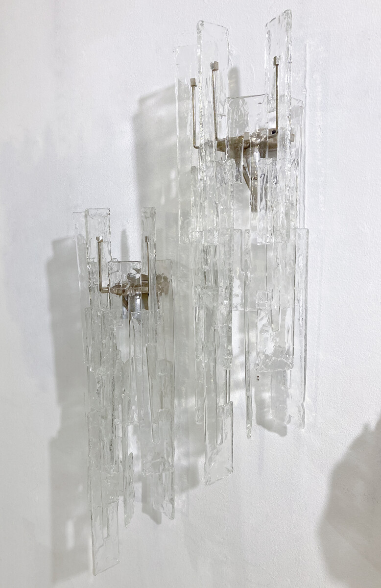 Mid-Century Modern Pair of Murano Glass Wall Lights