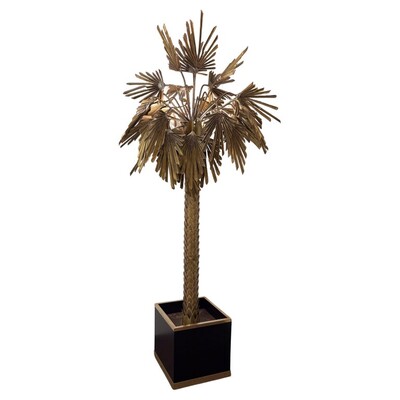 Mid-Century Modern Palm Floor Lamp, Brass, 1970s