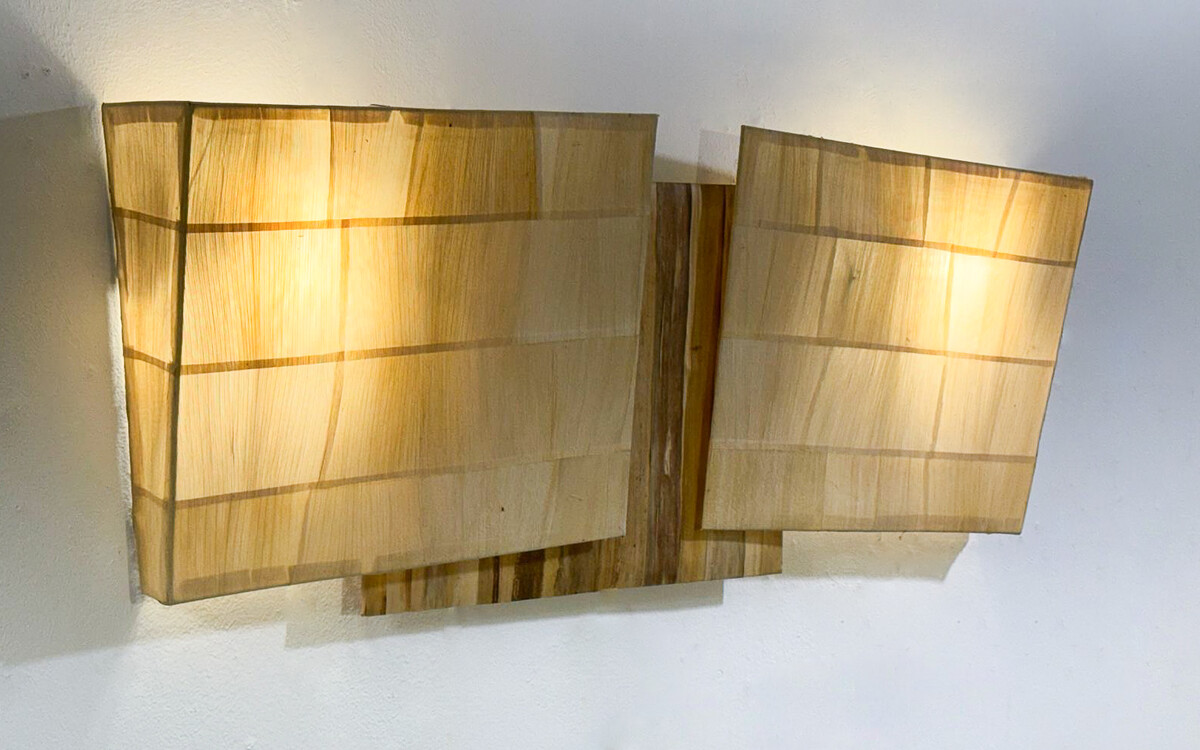 Mid-Century Modern Raffia Wall Light, Italy