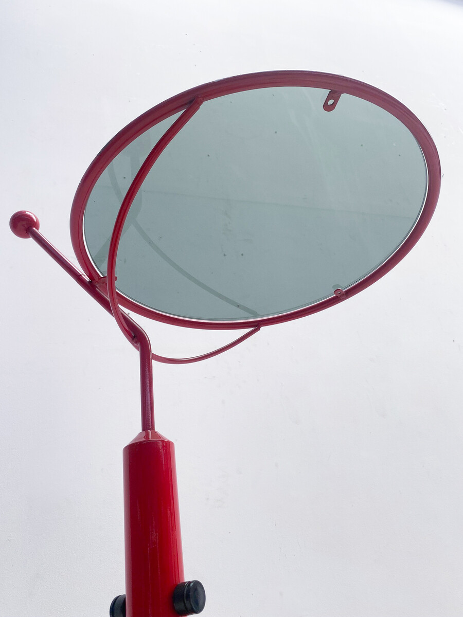 Mid-Century Modern Red Trolley, Metal, Marble and Glass, 1950s