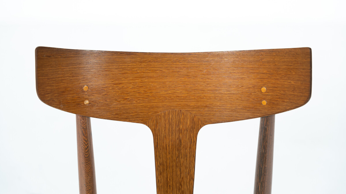 Mid-Century Modern Set of 6 Chairs, Wood and Fabric, Italy - Original Upholstery