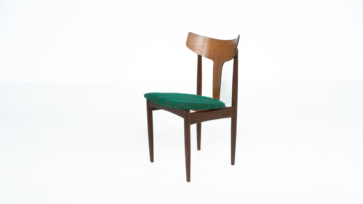 Mid-Century Modern Set of 6 Chairs, Wood and Fabric, Italy - Original Upholstery