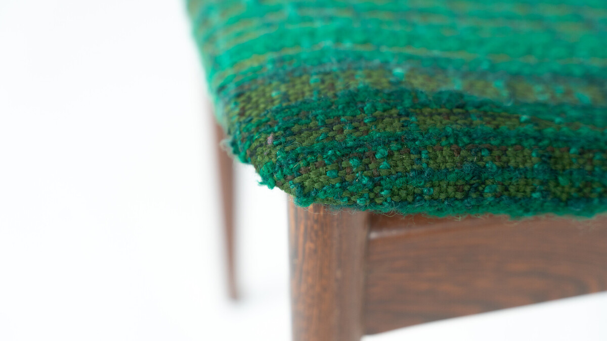 Mid-Century Modern Set of 6 Chairs, Wood and Fabric, Italy - Original Upholstery