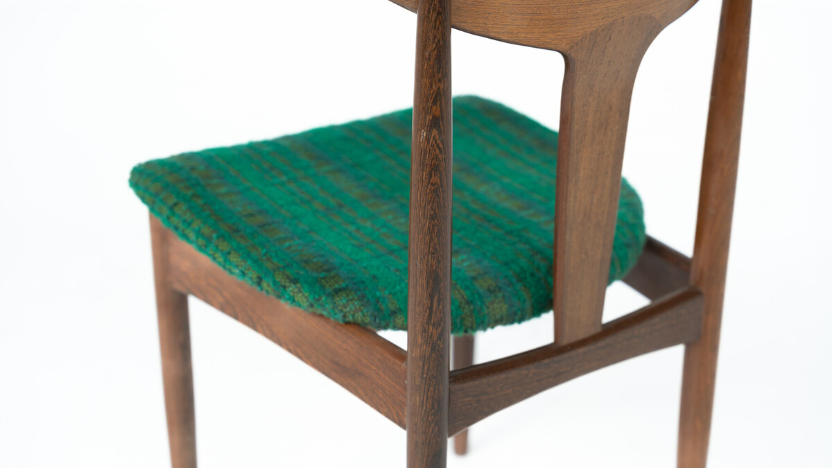 Mid-Century Modern Set of 6 Chairs, Wood and Fabric, Italy - Original Upholstery