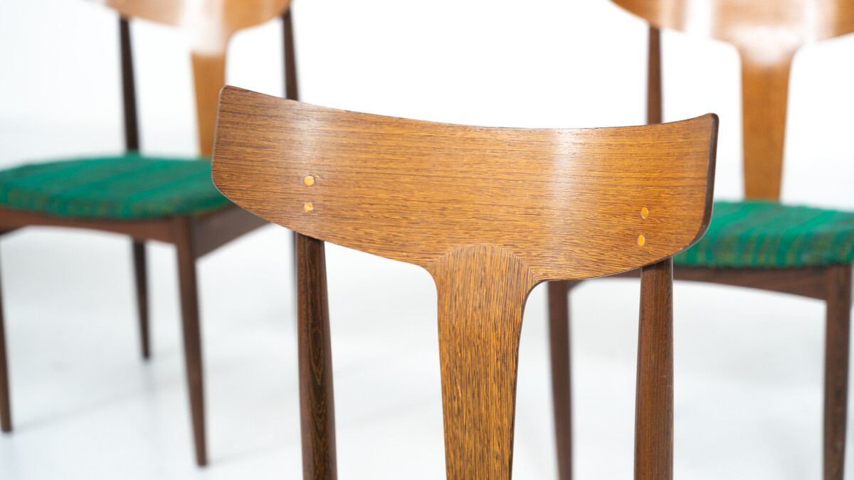 Mid-Century Modern Set of 6 Chairs, Wood and Fabric, Italy - Original Upholstery