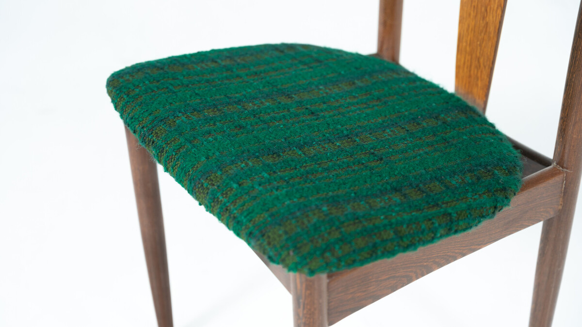 Mid-Century Modern Set of 6 Chairs, Wood and Fabric, Italy - Original Upholstery
