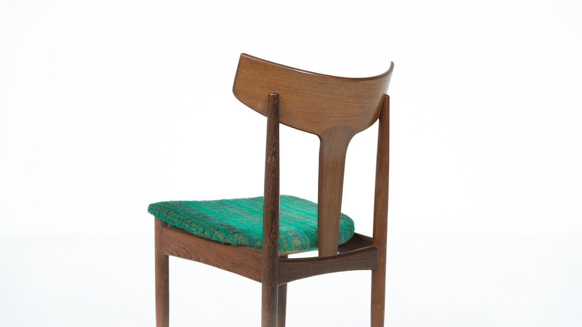 Mid-Century Modern Set of 6 Chairs, Wood and Fabric, Italy - Original Upholstery