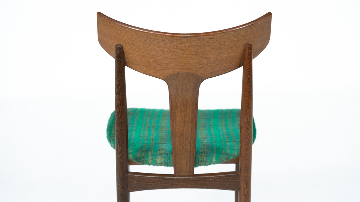 Mid-Century Modern Set of 6 Chairs, Wood and Fabric, Italy - Original Upholstery