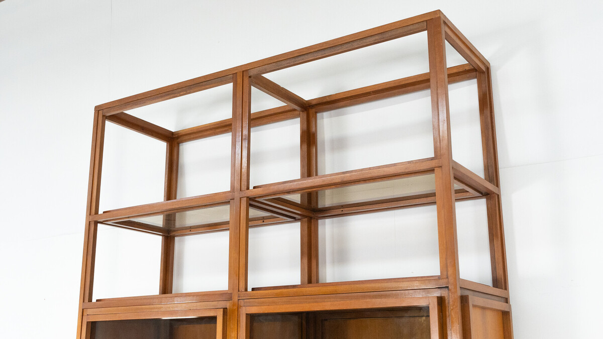 Mid-Century Modern Shelves, Wood and Glass