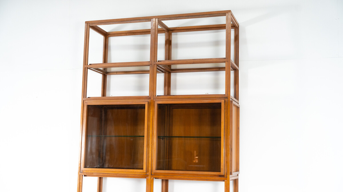 Mid-Century Modern Shelves, Wood and Glass