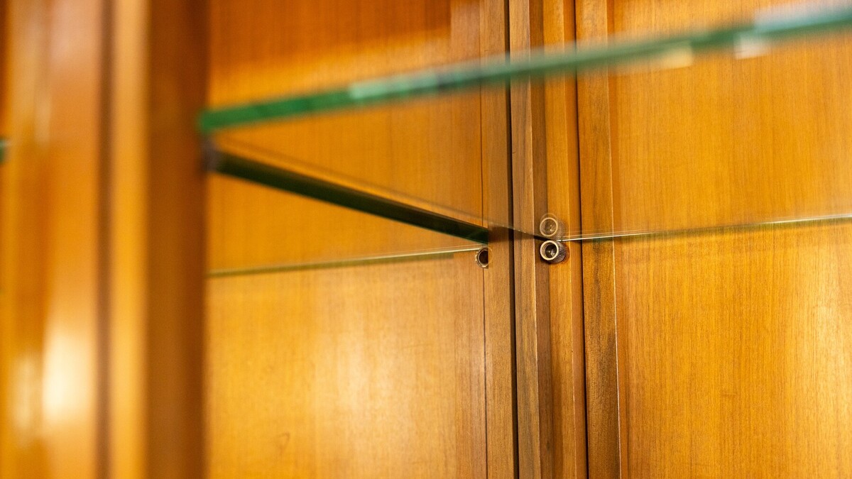Mid-Century Modern Shelves, Wood and Glass