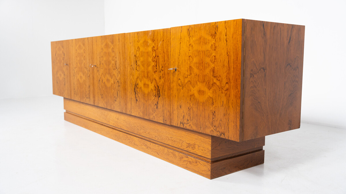 Mid-Century Modern Sideboard, Wood and Travertine, 1970s