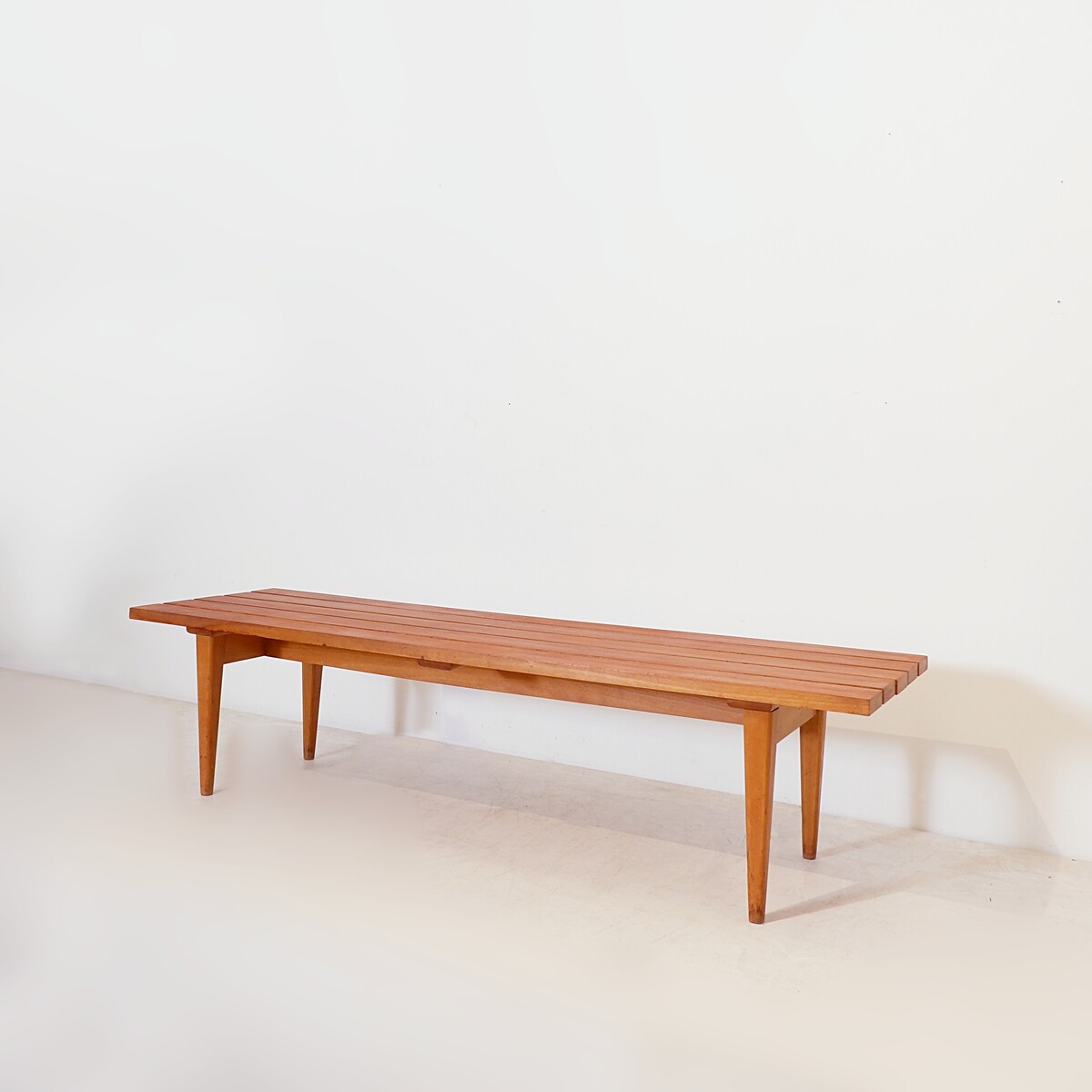 Mid-century modern slatted bench