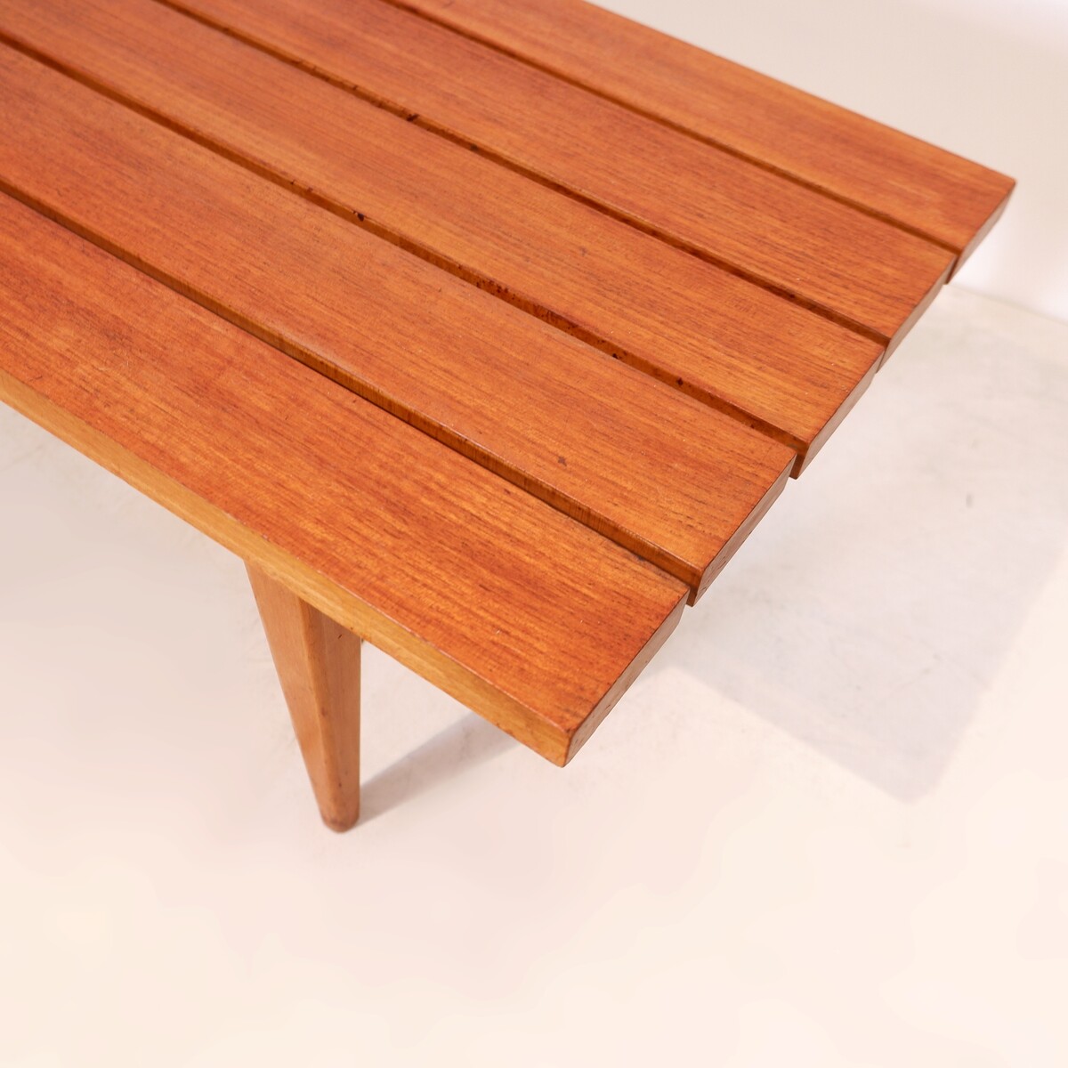 Mid-century modern slatted bench