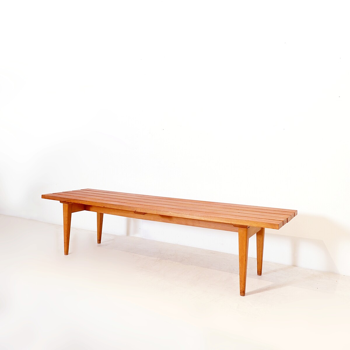 Mid-century modern slatted bench