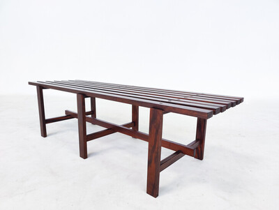 Mid-Century Modern Slatted Bench, Italy, 1970s
