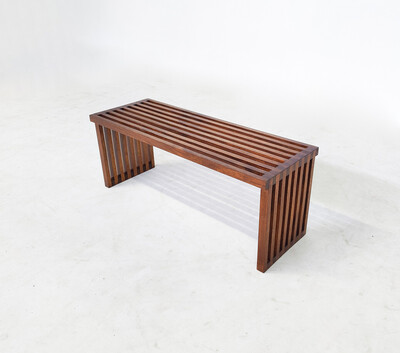 Mid-Century Modern Slatted Bench, Italy, 1970s 
