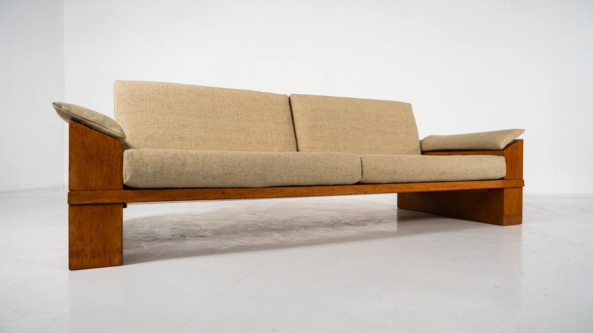 Mid-Century Modern Sofa by Guiseppe Rivadossi, Italy, 1970s - New Upholstery