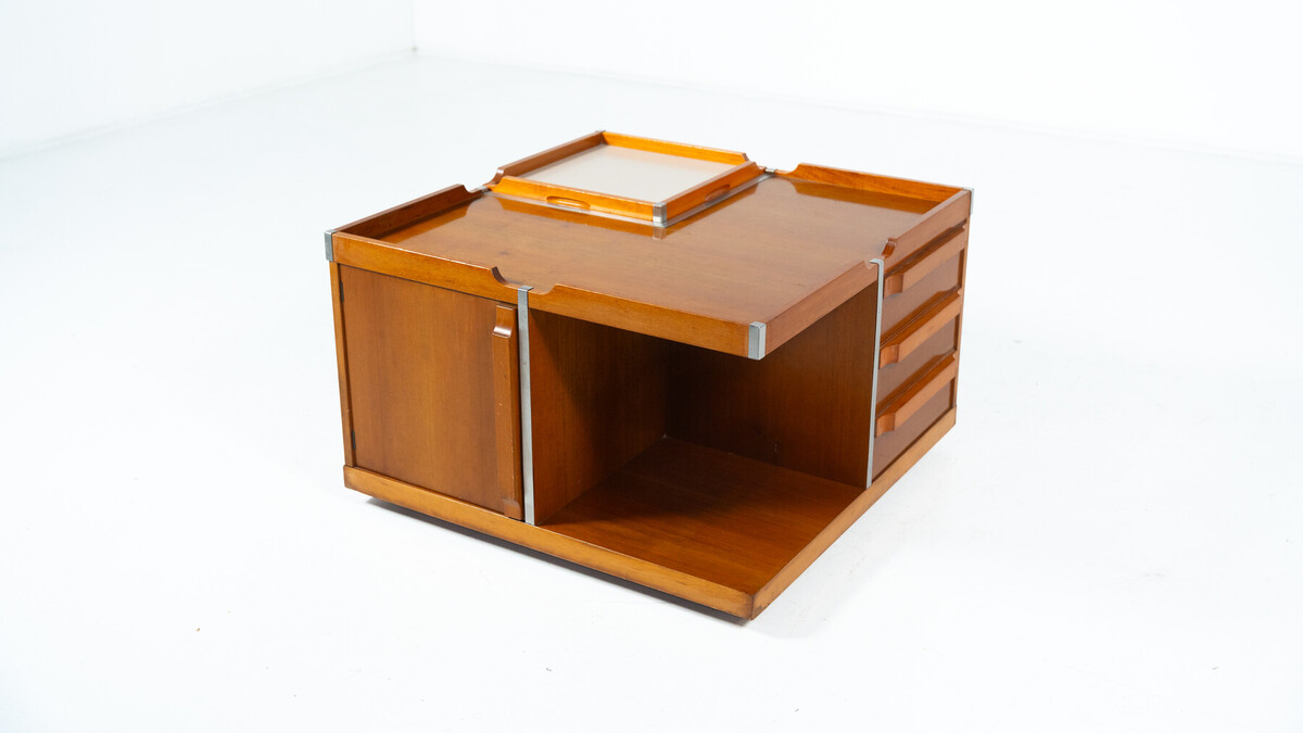 Mid-Century Modern Square Storage Coffee Table, Italy, 1960s
