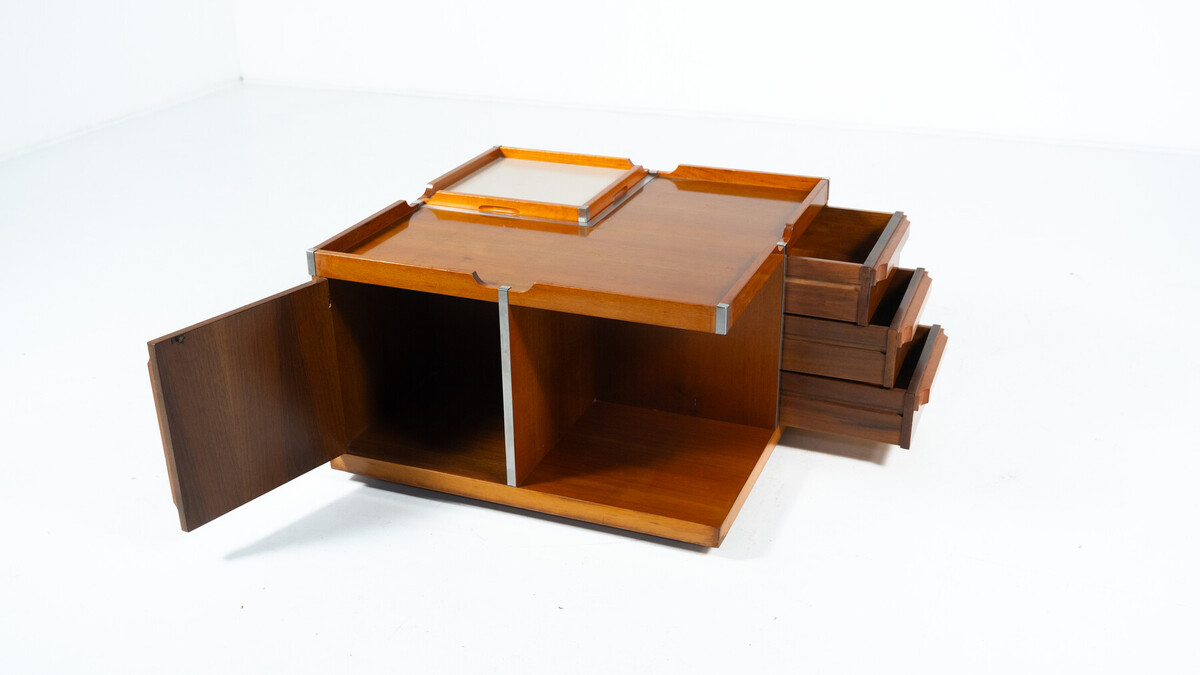 Mid-Century Modern Square Storage Coffee Table, Italy, 1960s