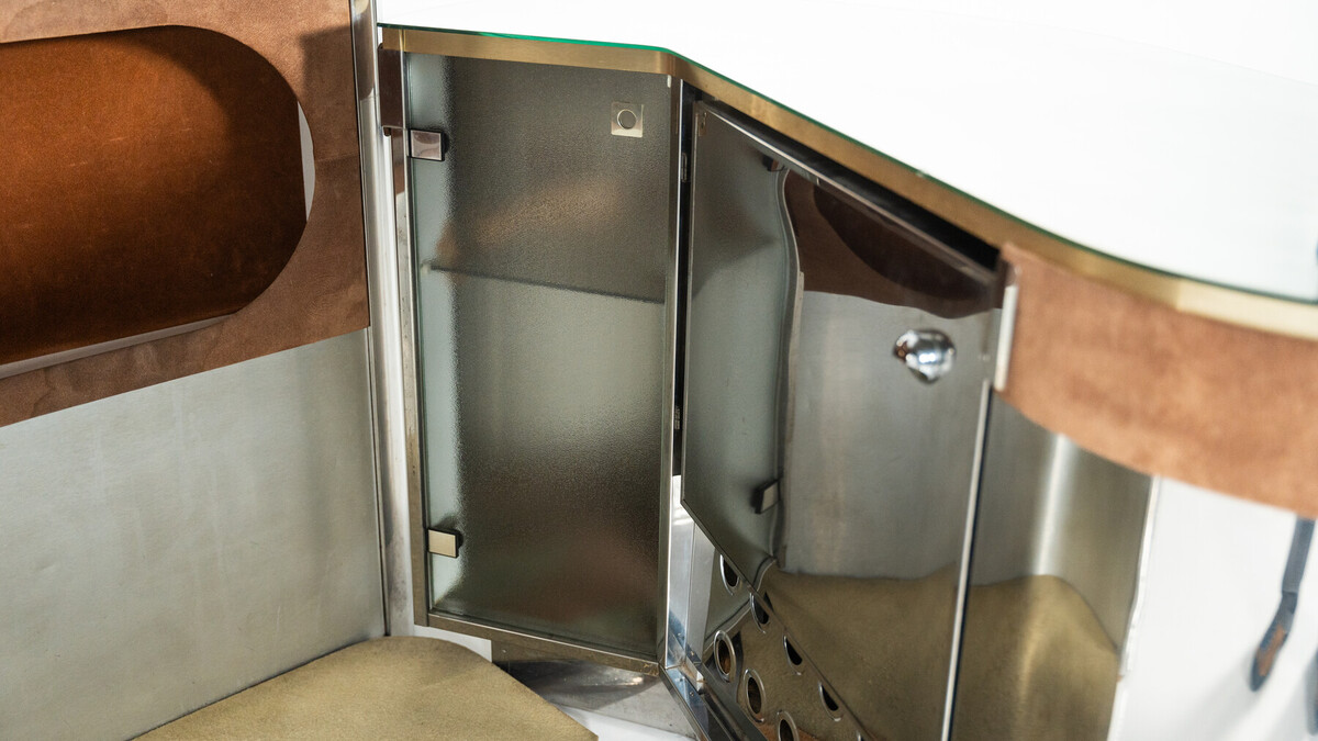 Mid-Century Modern Suede Bar by Willy Rizzo, Italy, 1970s