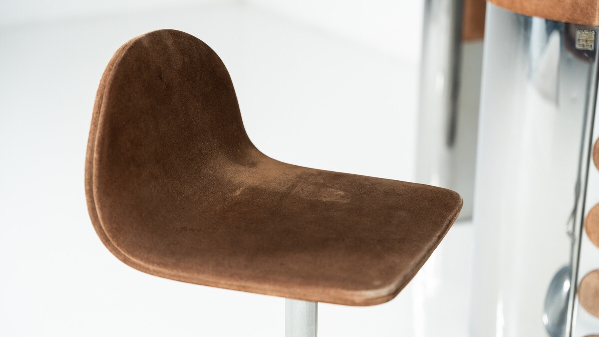 Mid-Century Modern Suede Bar by Willy Rizzo, Italy, 1970s