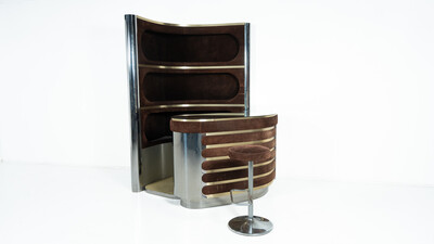 Mid-Century Modern Suede Bar by Willy Rizzo, Italy, 1970s