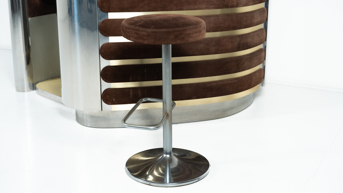 Mid-Century Modern Suede Bar by Willy Rizzo, Italy, 1970s