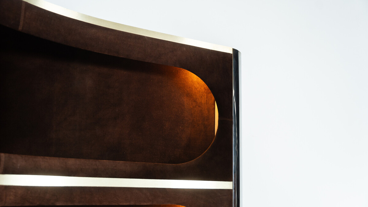 Mid-Century Modern Suede Bar by Willy Rizzo, Italy, 1970s