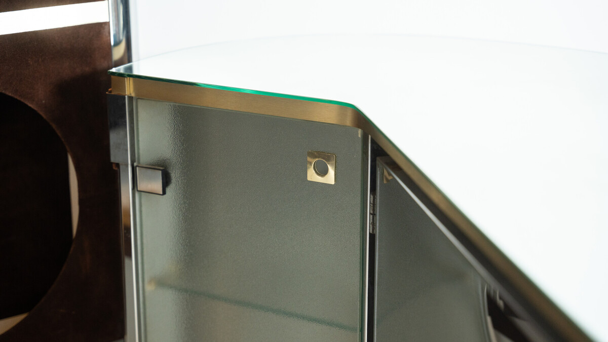 Mid-Century Modern Suede Bar by Willy Rizzo, Italy, 1970s