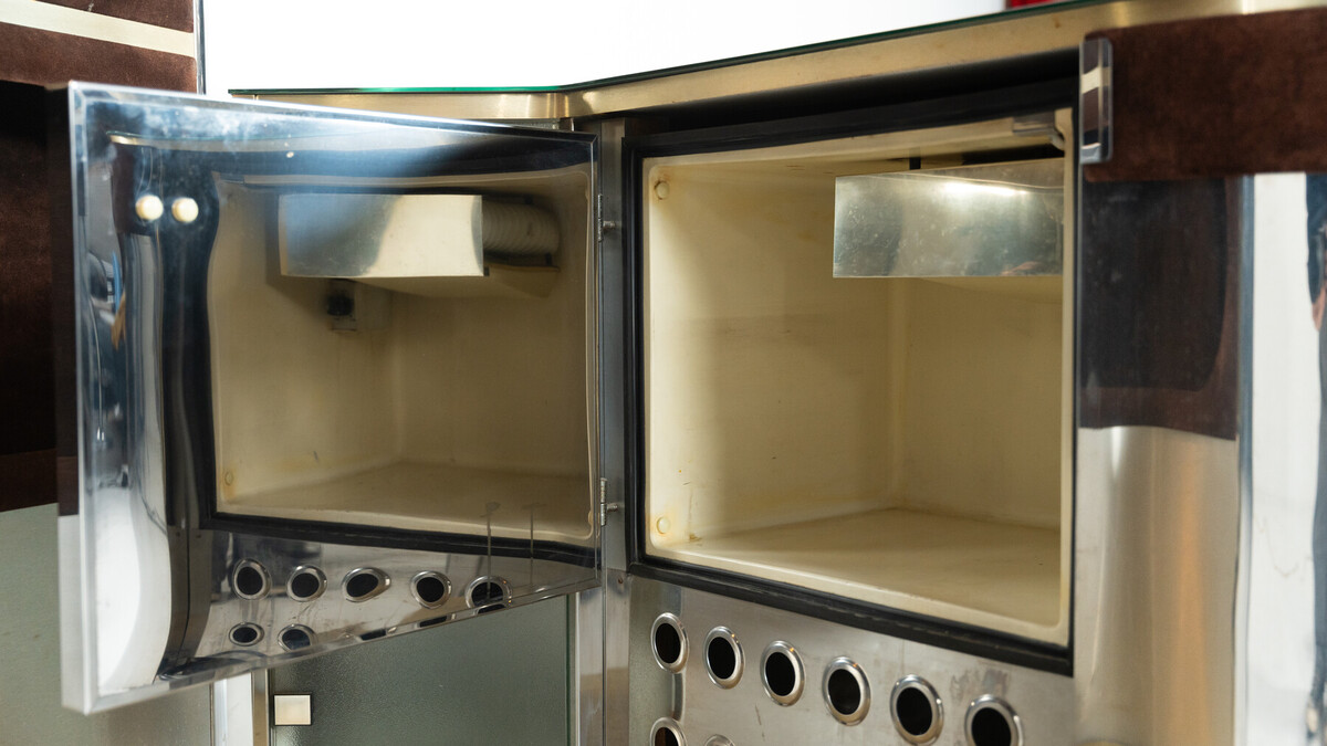 Mid-Century Modern Suede Bar by Willy Rizzo, Italy, 1970s