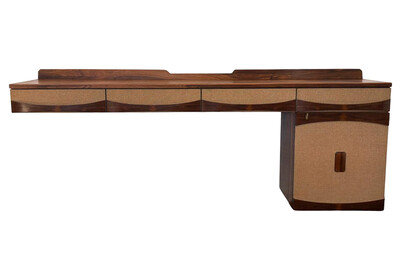 Mid-Century Modern Suspended Desk, Wood and Fabric, 1960s