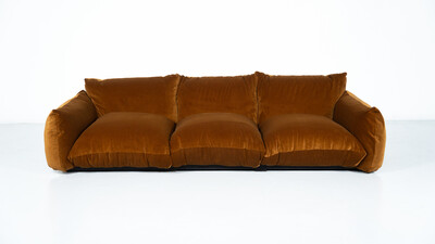 Mid-Century Modern Three Seater Marenco Sofa by Mario Marenco- New Velvet Upholstery