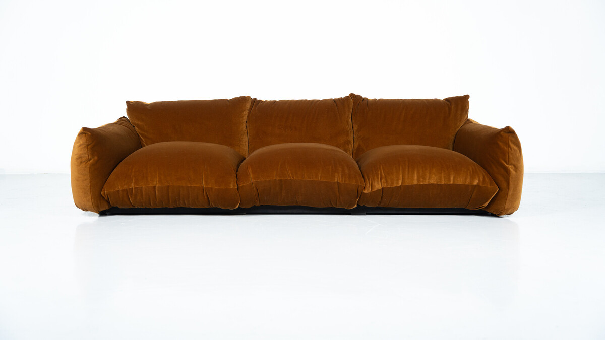 Mid-Century Modern Three Seater Marenco Sofa by Mario Marenco- New Velvet Upholstery
