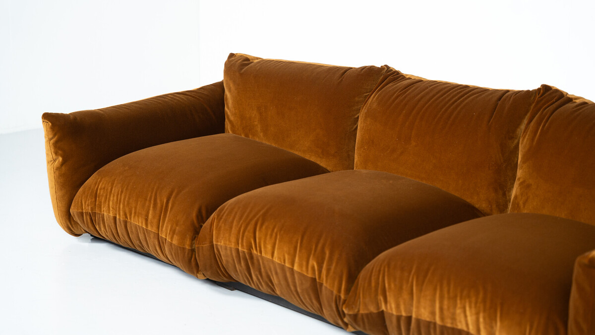 Mid-Century Modern Three Seater Marenco Sofa by Mario Marenco- New Velvet Upholstery